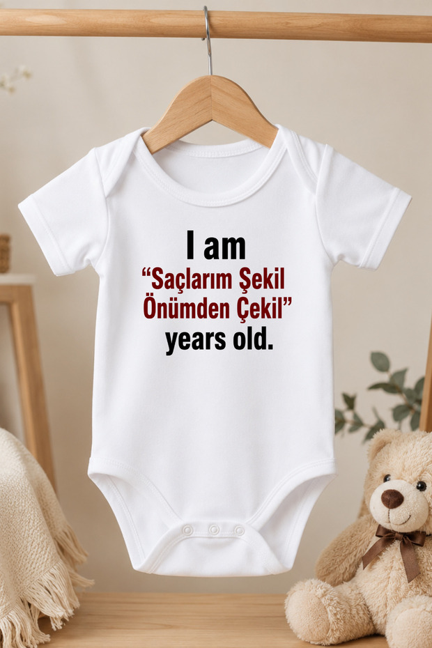 Organic 100% Cotton My Hair Shape Printed Short Sleeve Baby Bodysuit with Snap Fasteners