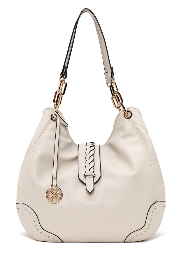 Women's Cream Knitted Detailed Shoulder Bag 26Sbd254118