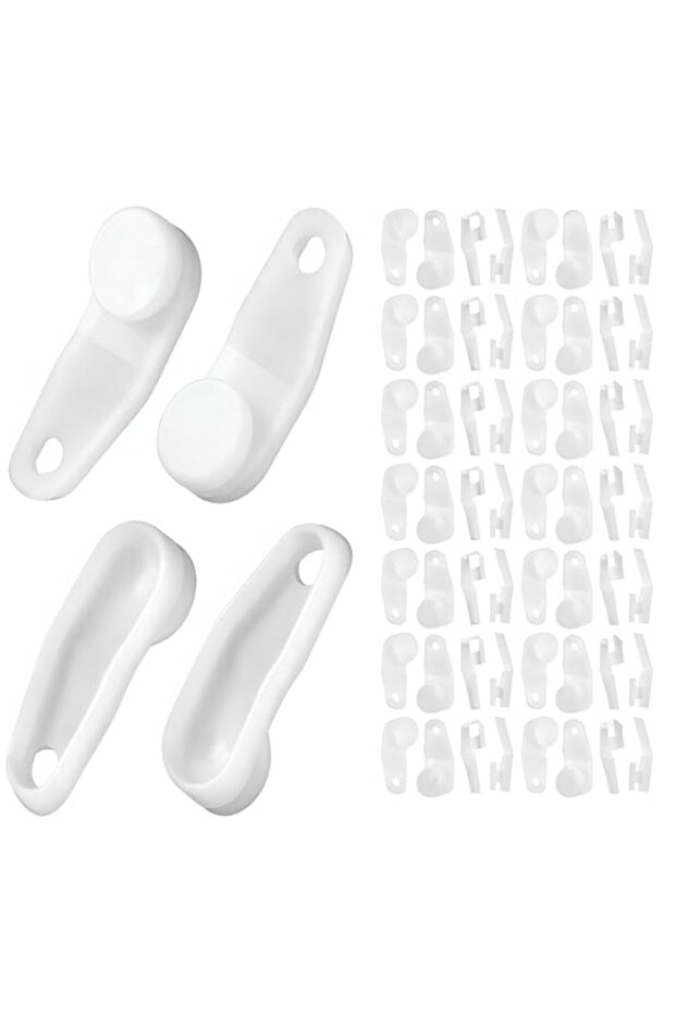 Pangda 50 White Plastic Curtain Hooks Slider for Window and Shower Curtains