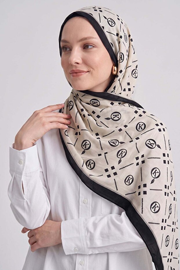 Dama K Patterned Aqua Soft Shawl 4076 - Black