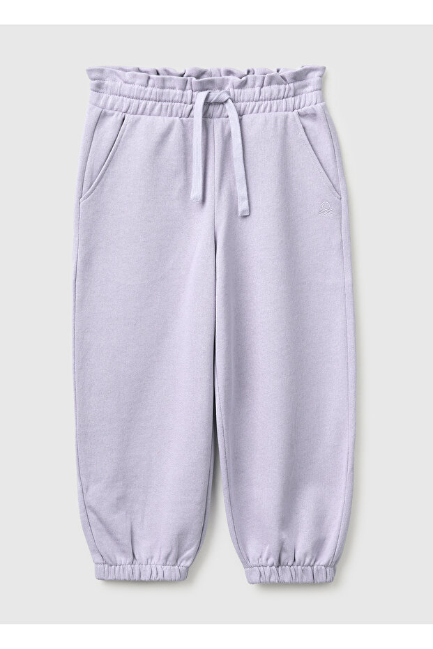Girl's Lilac Logo Embroidered Drawstring Sweatpants