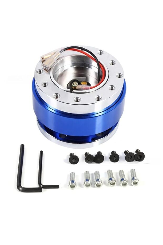 THE WHITE SHOP Steering Wheel Quick Release, 6 Hole Universal Car Steering Wheel Quick Release Adapter Snap-On Steering Wheel Quick Release Tool (Blue)