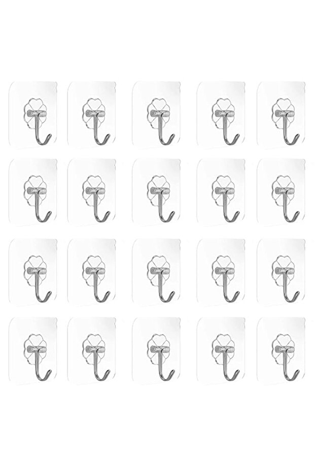 Adhesive Wall Hooks - 20 Packs Self Adhesive Heavy Duty Wall Hooks For Hanging | Kitchen Towel Holder No Drill | Waterproof Reusable Stick on Wall Hooks for Organization | Best Kitchen and Bathroom A
