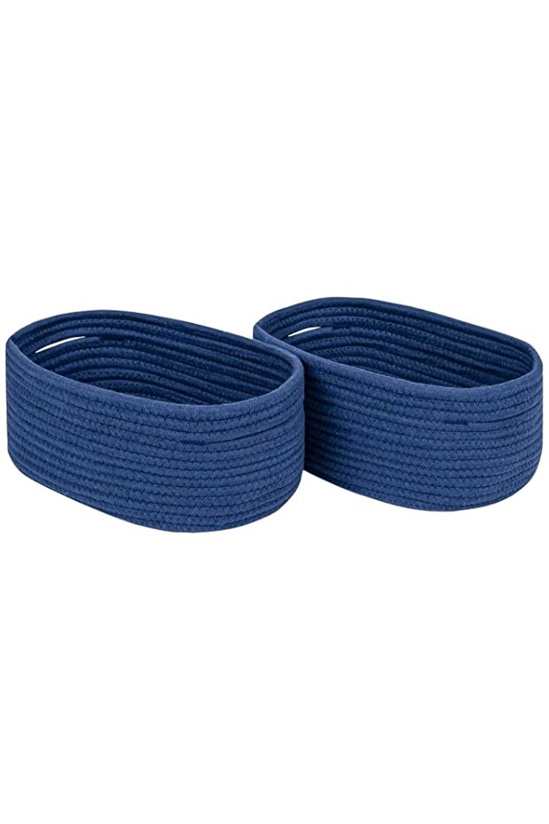 CubesLand Storage Basket, Cotton Rope, Navy Blue, 2 Pack, Organizing/Storage, Closet, Shelves, Decorative