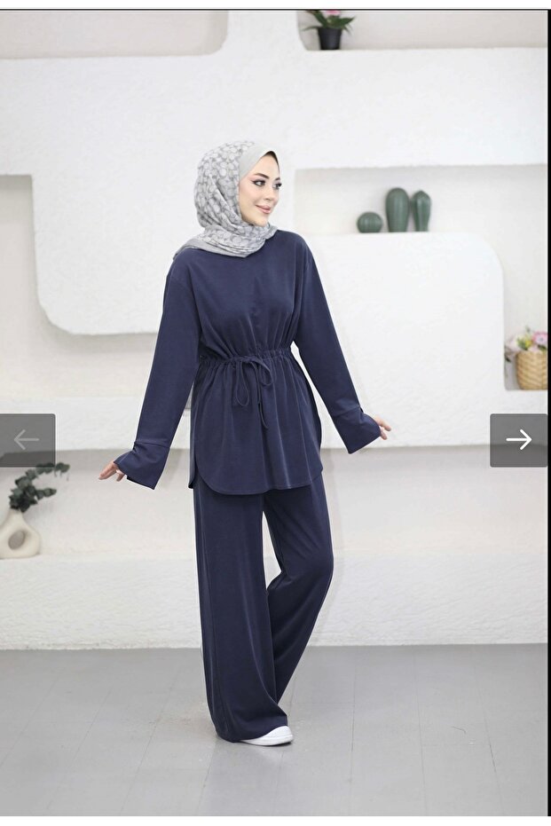 Beli Tunneled Tie-Up Suit Dark Blue
