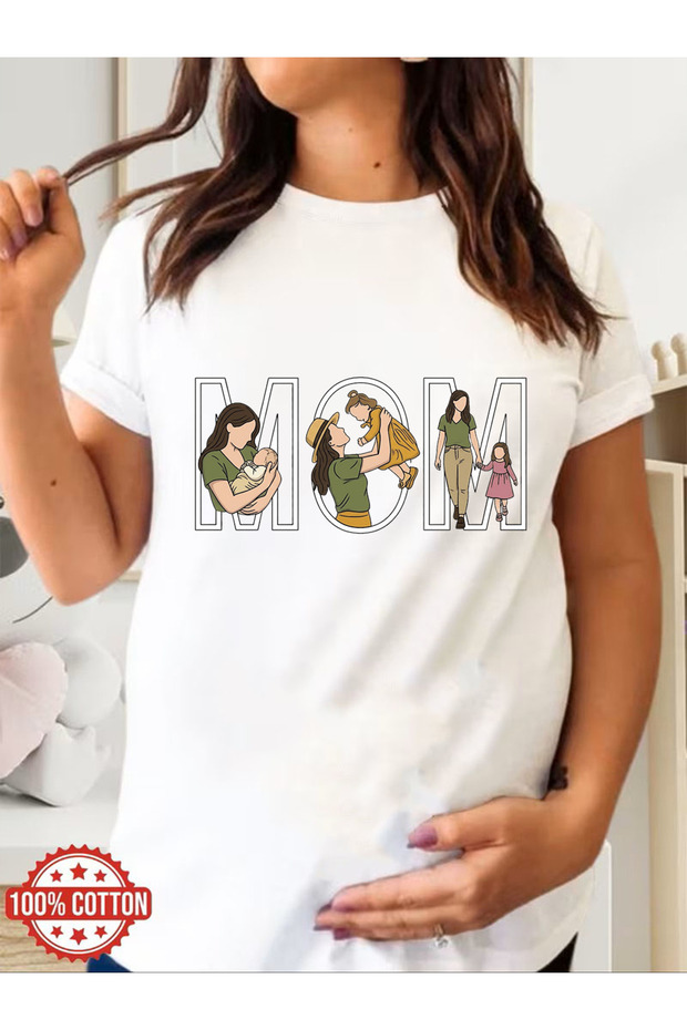 Mother of Daughter Mom Printed 100% Cotton Maternity T-Shirt