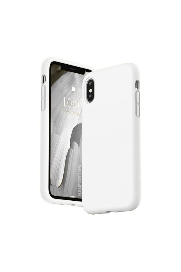 Apple iPhone XS Max Compatible Silicone Case Pastel Color Tone Flexible Cover with Camera Protection White