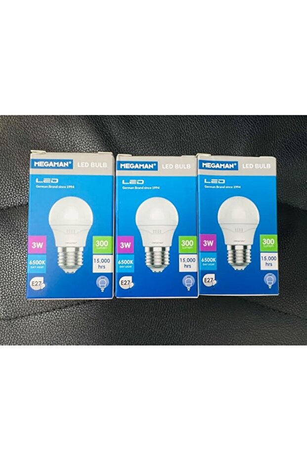 Megaman pack of (3 bulbs), Day Light, 3w E27, Classic P, drop led