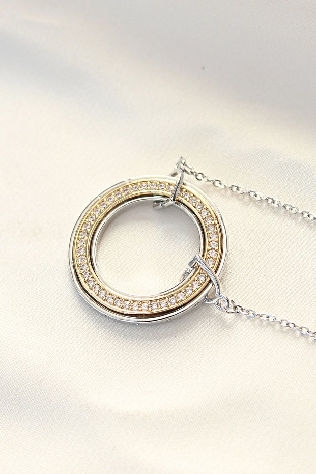 316L Steel Zircon Stone Double Color Tifany Necklace