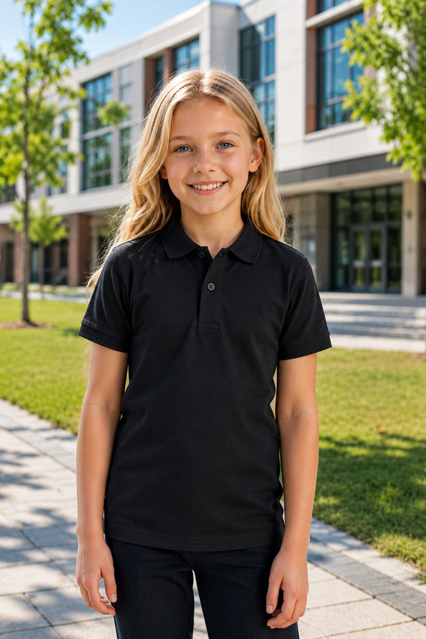 Girls' Premium School Polo Collar 100% Cotton T-Shirt Short Sleeve 8-16 Years |   Children's School Uniform Polo Collar Basic T-Shirt |   Girls' School T-Shirt Soft Textured Breathable Fabric Comfortable Fit Daily Wear