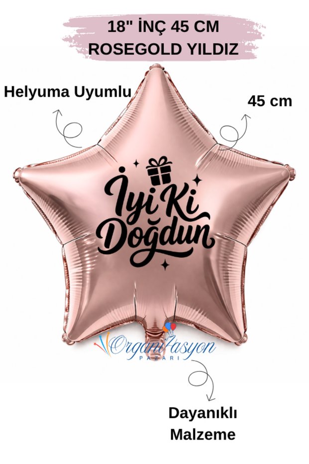 18 Inch Rose Gold Star Foil Balloon | Happy Birthday Gift Box Printed | Birthday Party Decoration Balloon