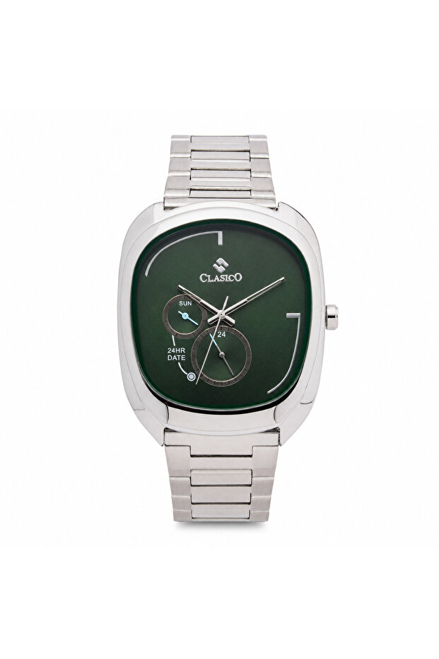 Montreux Men's Multifunction Watch – 42mm Green Dial, Cushion Case, Day