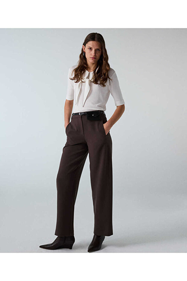 Kemerli barrel fit pantolon