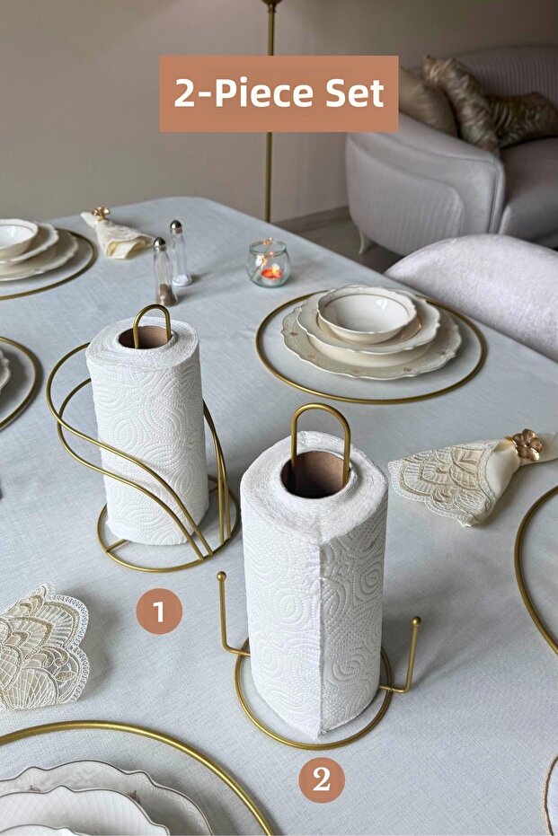 Set of 2 Matte Gold Swan Napkin Holder Upright Paper Towel Holder Kitchen Set