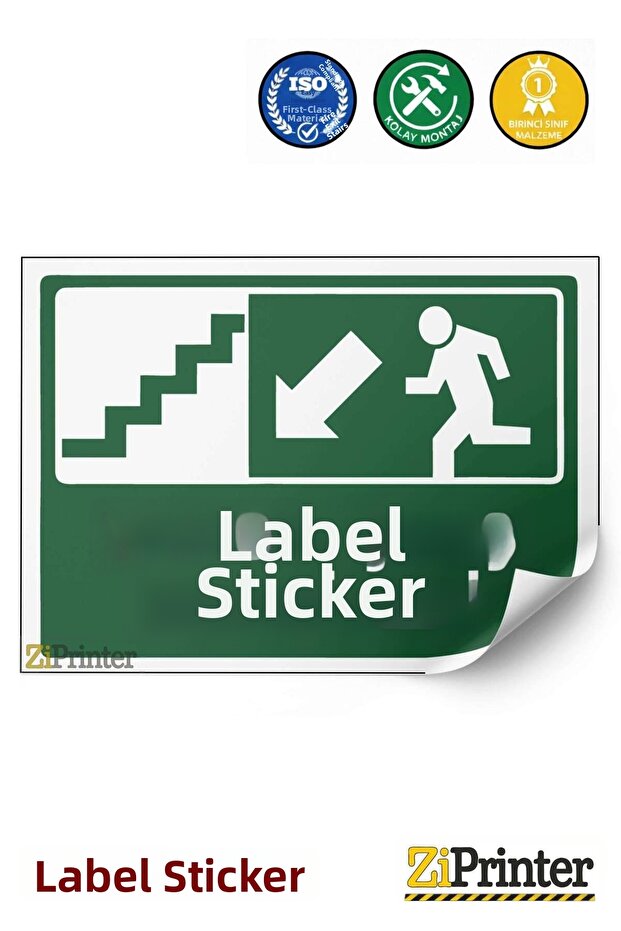 Fire Exit Staircase Isg Warning Sign Sticker 70X100 cm