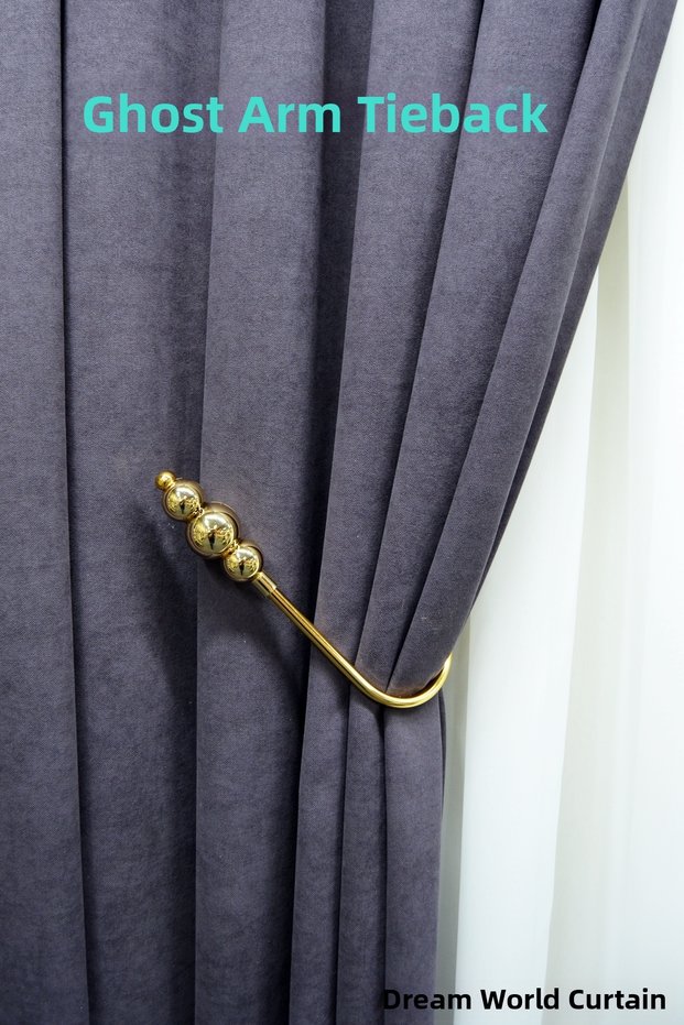 Ghost System Special Design Metalized Curtain Arm Tieback Installed on the Cornice