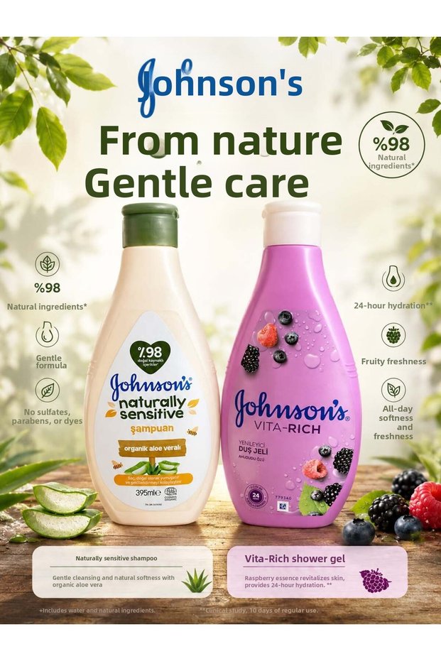 Johnsons Shampoo + Shower Gel Set