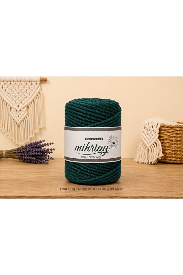 Single Twist 3 mm Macrame Cord 1 kg 100% Cotton Combed Cord