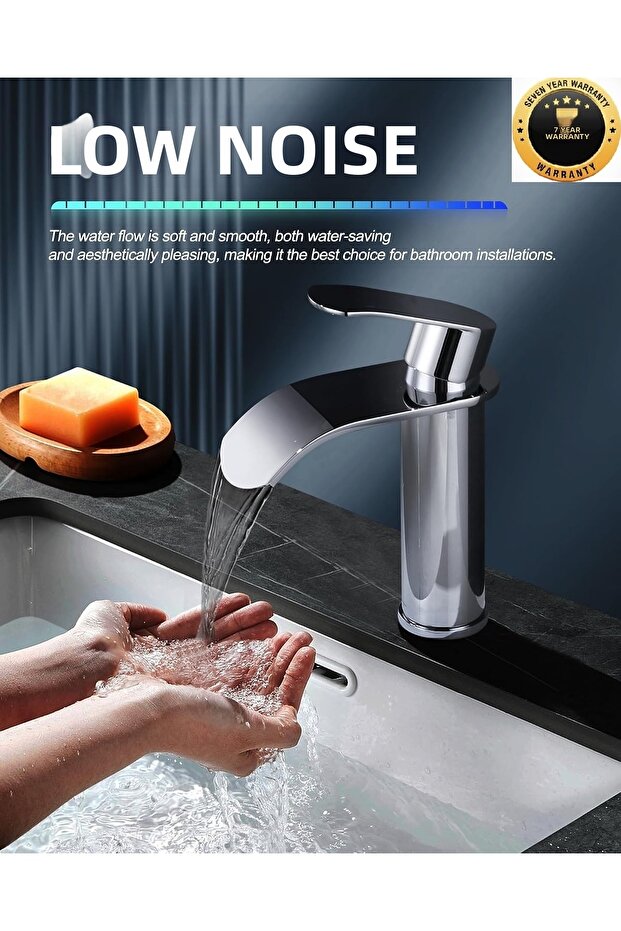 Bathroom Sink Faucet New Model Waterfall Chrome Color Imported with 7 Years Warranty