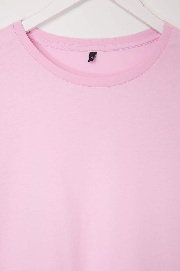 Kahverengi-Pembe-Yeşil 3'lü Paket Büyük Beden T-shirt TBBSS25BF00071 - 15