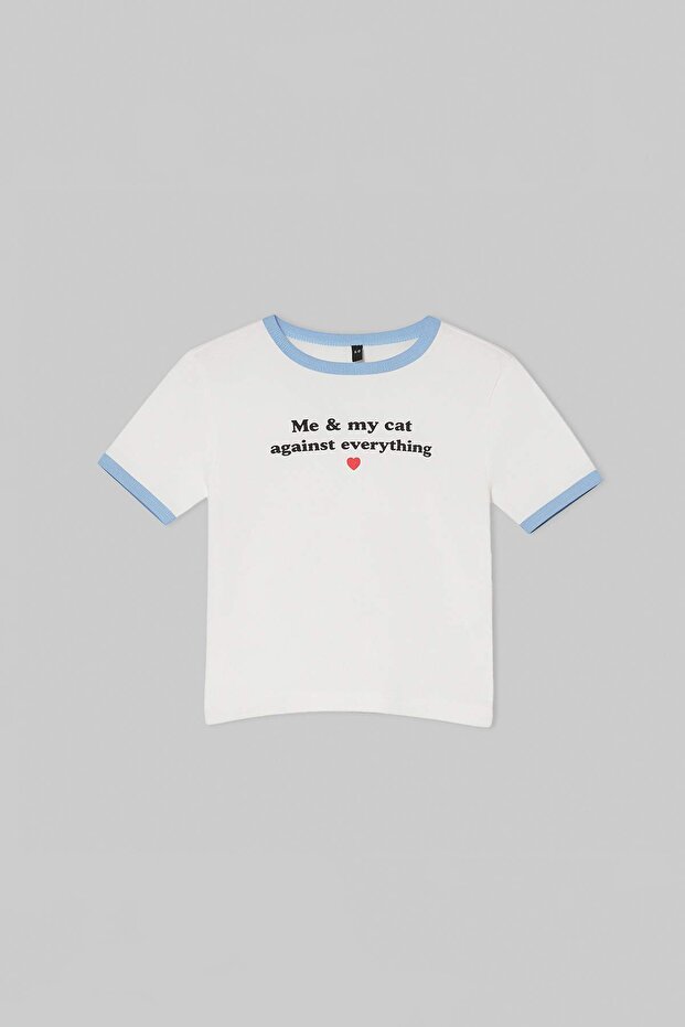 Beyaz Düz Örme Kız Çocuk T-Shirt TKDSS26TS00083 - 4