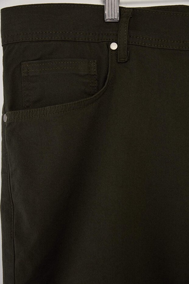 Büyük Beden Haki Regular Fit Esnek Kumaş Şort & Bermuda TMNSS26AP00008 - 5