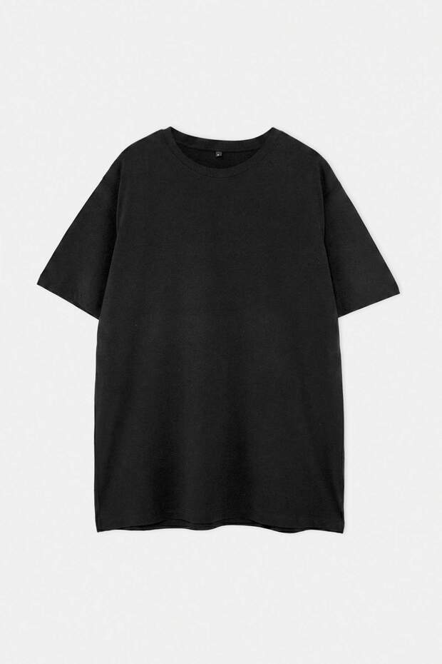 Siyah Regular/Rahat Kesim 3lü Paket Büyük Beden T-Shirt TMNSS24BF00059 - 8