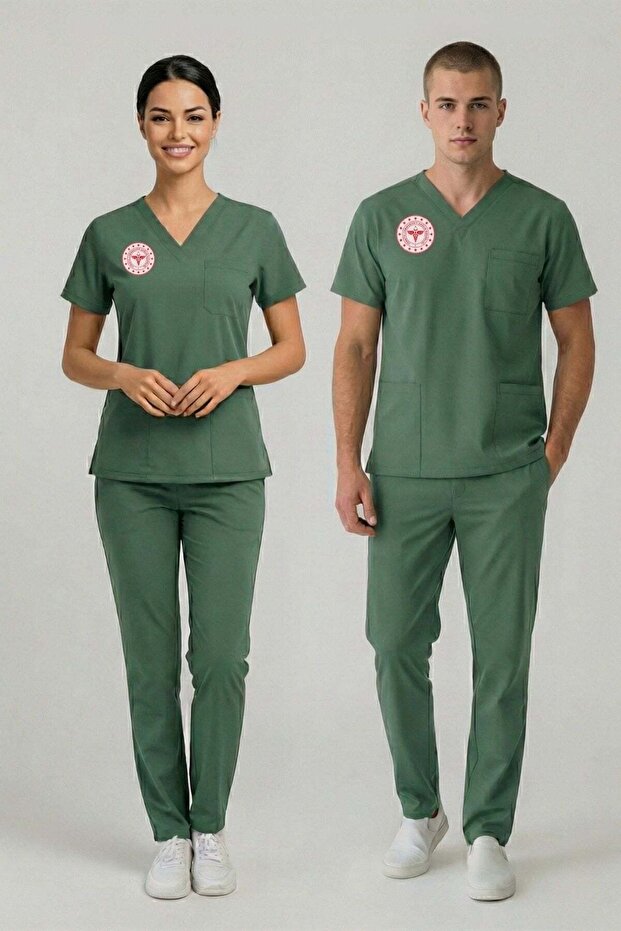 Operating Room Staff Uniform Stretch Fabric Scrubs Suit Unisex Frosty Spruce Compliant with New Regulations