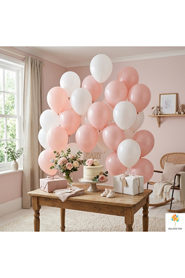 White Pink Pastel Balloon Set 20 Pieces Birthday Party Decoration Set