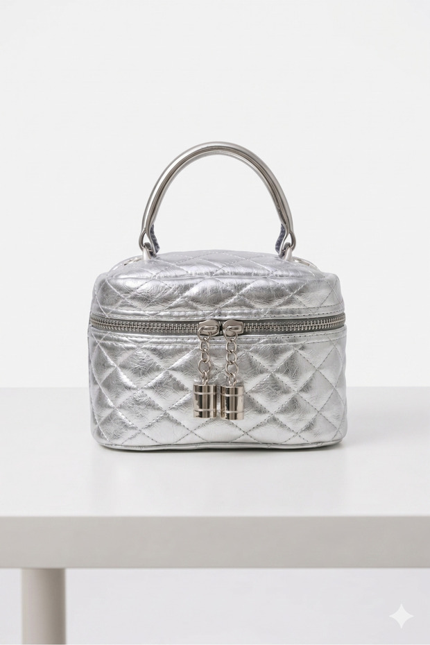 Silver Faux Leather Almira Women's Crossbody Bag Cream