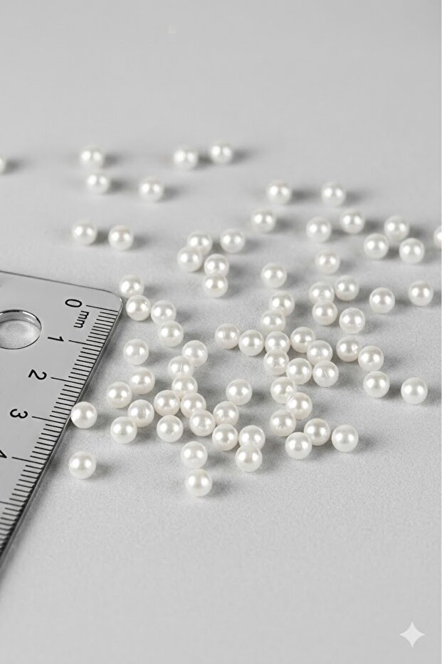 PASAMİA 4 Mm Beyaz Deliksiz Inci Boncuk Paketi - 25 gr (YAKLAŞIK 600-640 ADET)