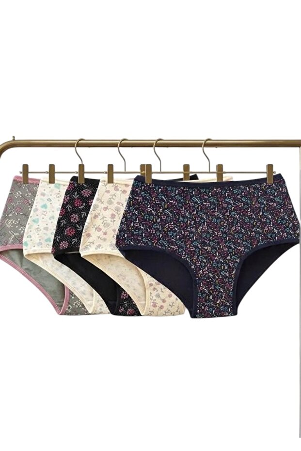 Patterned High Waist Women's Panties Mixed Colors 5 Pieces