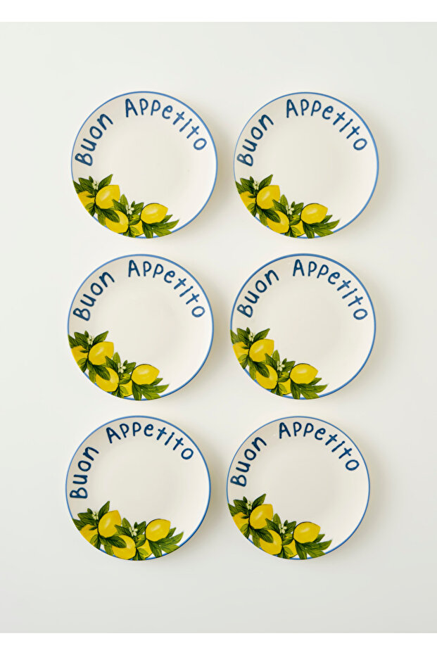 Lemoncello Porcelain Set of 6 Dessert Plates (19 cm)