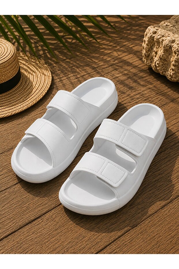 Mercan Unisex Velcro Slippers Sea Beach Pool Slippers Soft Comfortable Sole