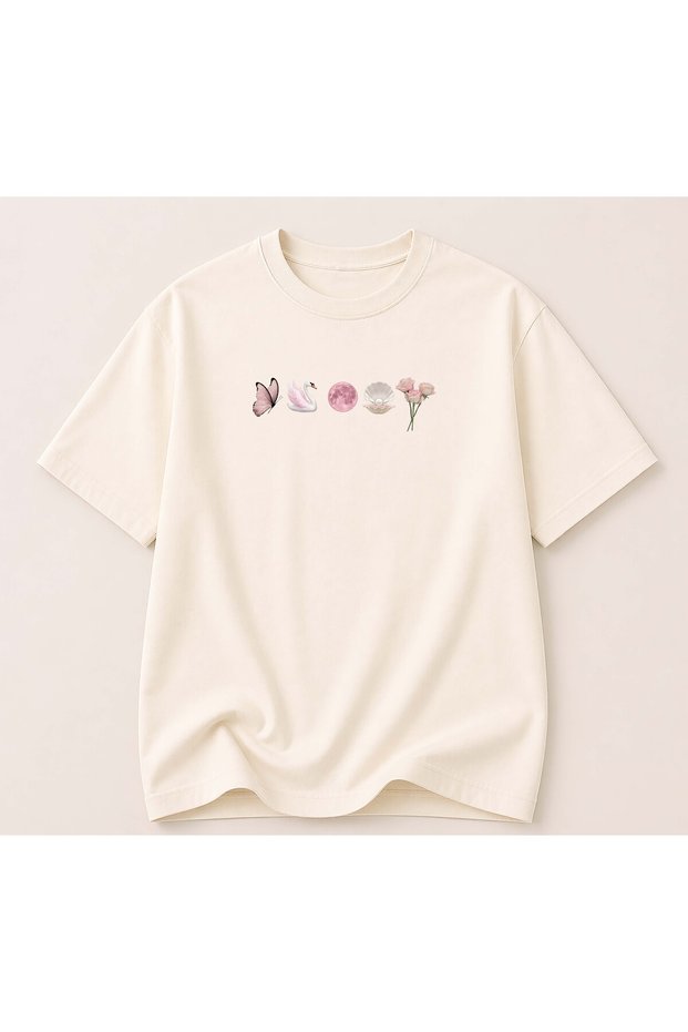 Women's Crew Neck Cotton T-Shirt with Minimal Print Detail