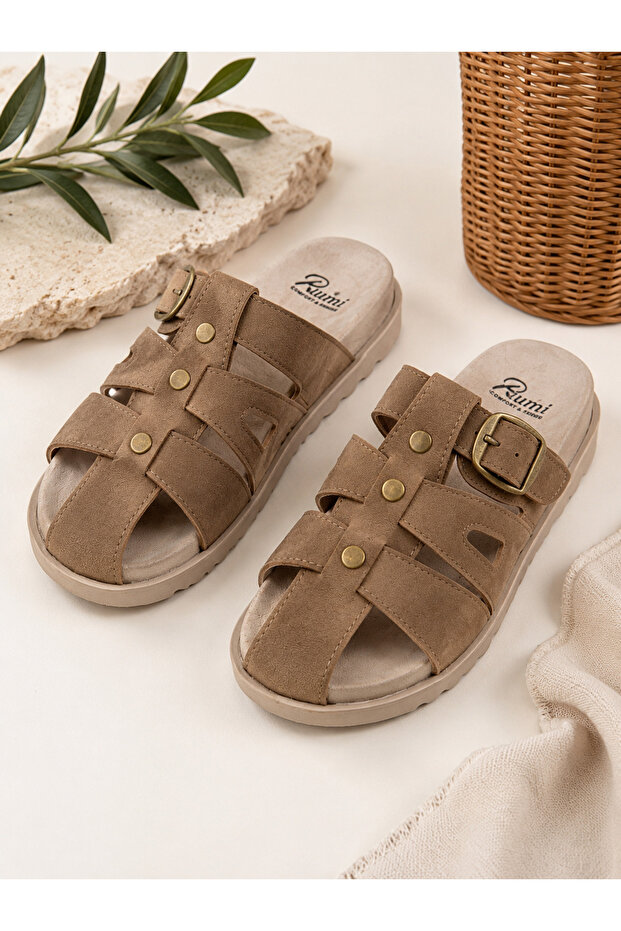 Women's Mink Suede Closed-Front Airy Sandals - Anatomical Comfort