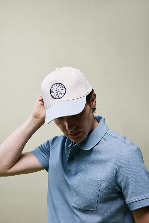 Men's Color Blocked Cotton Cap Hat W8596Az22Sm
