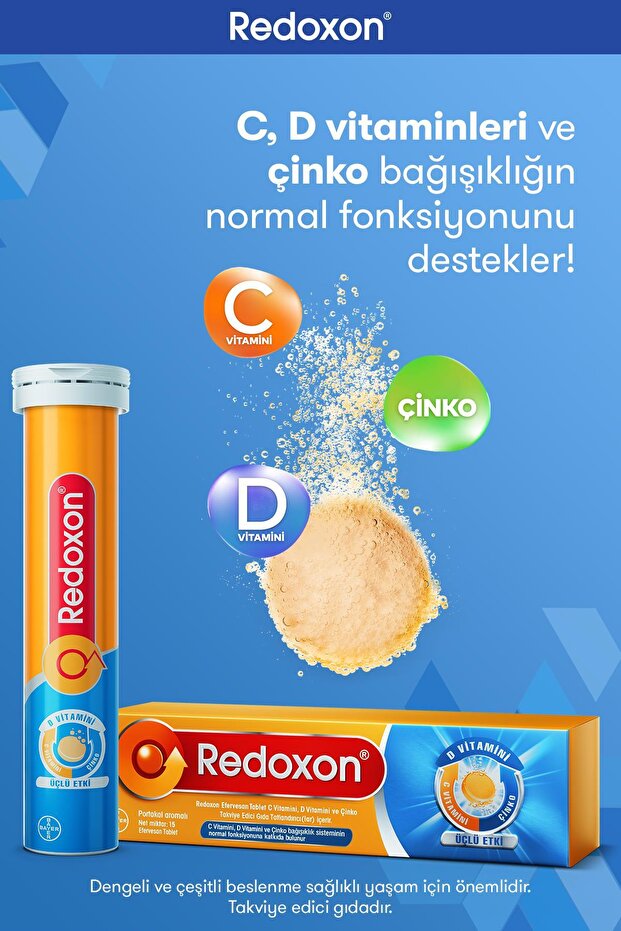 Üçlü Etki 15 Efervesan Tablet I 1000 mg C Vitamini, D Vitamini ve Çinko İçeren Takviye Edici - 3