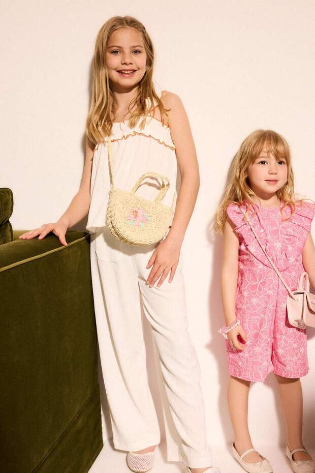Wide Leg Wrinkled Textured Pants for Girls H4516A826Sm