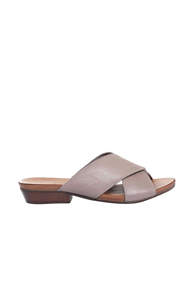 Shoes Gümüş Deri Kadın Topuklu Terlik 01wn0402