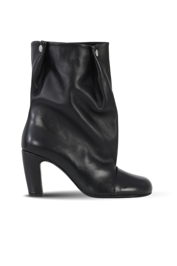 Black Leather Women's Heeled Boots 42Wb6297
