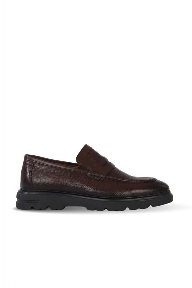 Brown Flotter Leather Men's Casual Shoes 43Ma2603130