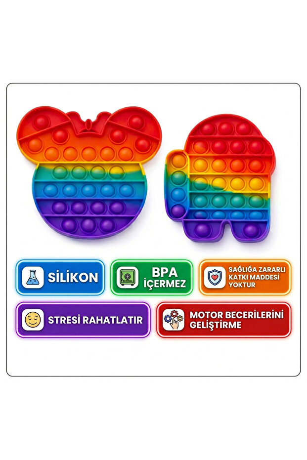 2-Pack Pop It Mickey+ Amoung Us, 2 Rainbow Sensory Toys for Mental Development and Stress Relief