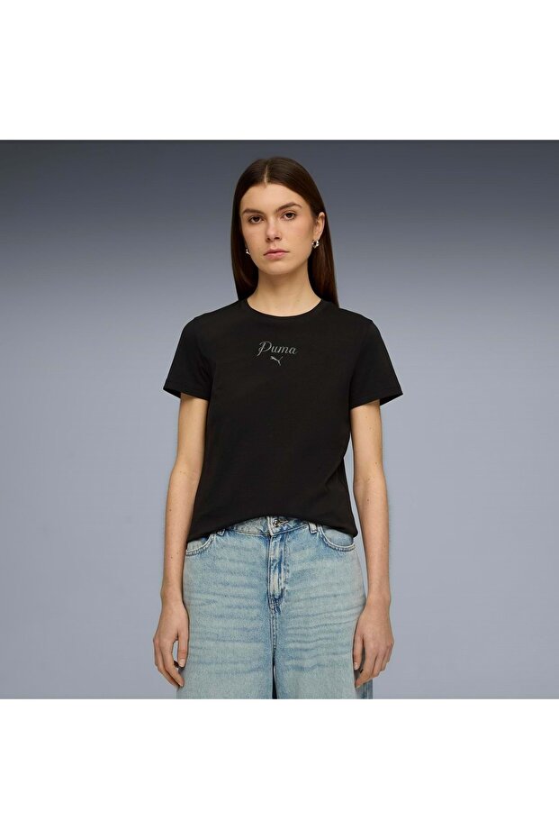 691760 Ess Script Tee T-Shirt Women's T-Shirt Black - 3