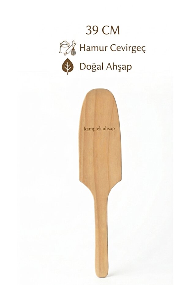 Kamptek Wooden Dough Turning Spatula - 39 cm Large Size Dough and Pancake Spatula