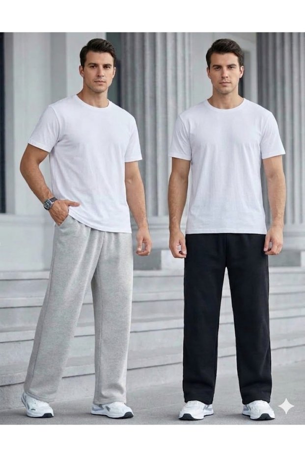 Set of 2 Black Gray Opportunity Product Large Size Quality Loose Fit Flexible Comfortable Fabric Sweatpants
