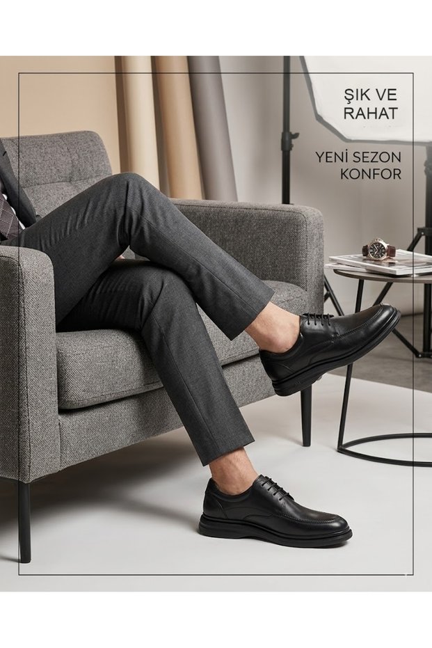 Men's Genuine Leather Casual Shoes / Orthopedic / Men's 2026 Collection / Brown Black Color / Cb26Y-42783-1