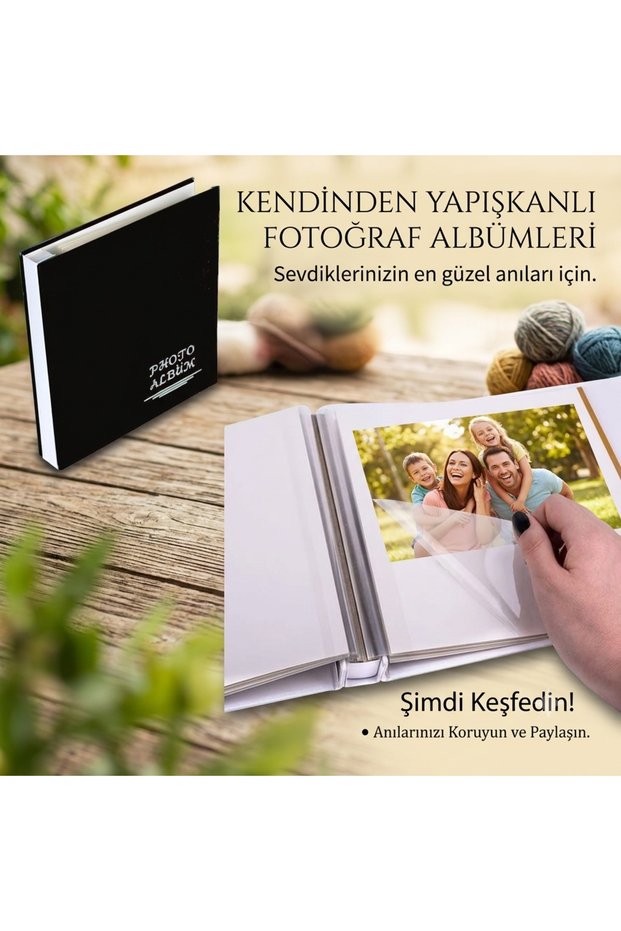 Black Adhesive Leather Photo Album - 21.5 X 23.5 cm