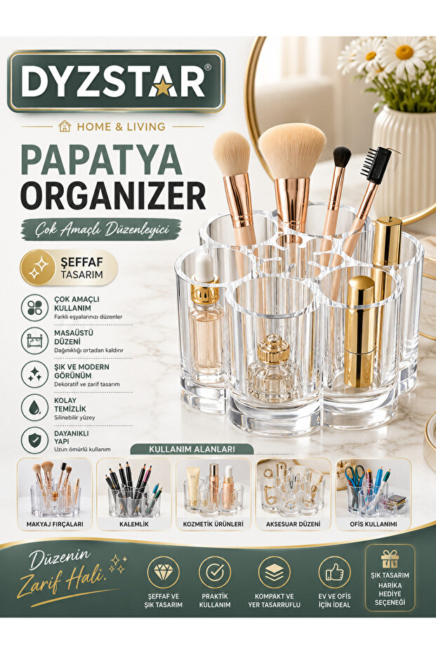 Daisy Design Multi-Purpose Transparent Organizer Desktop Organizer