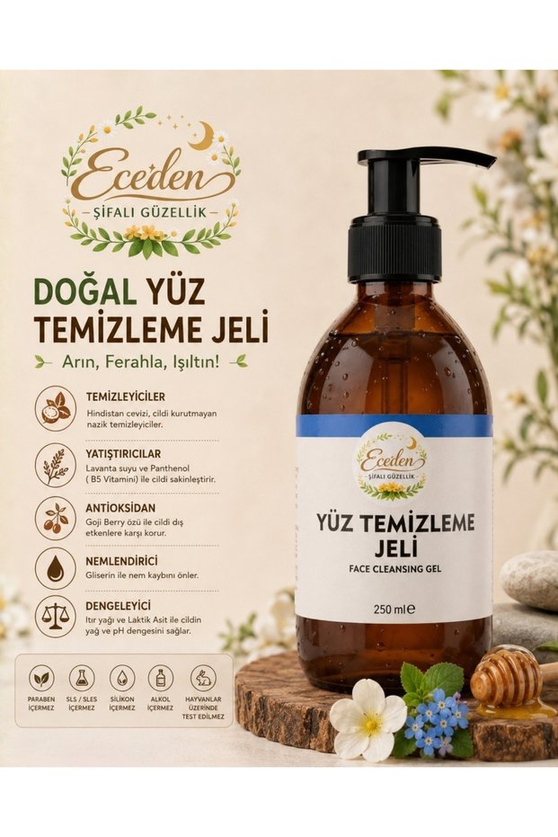 Natural Face Washing Gel 250 ml Anti Aging, Dermocosmetic, for All Skin Types